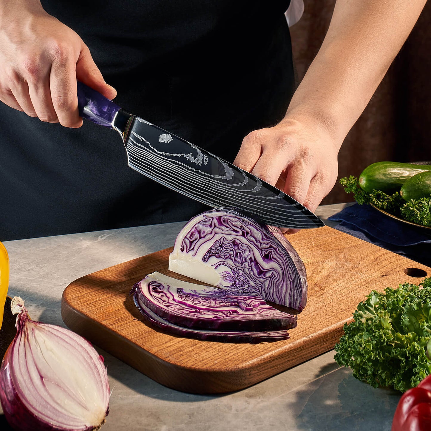 Amethyst Collection — Japanese High-Carbon Steel Knife Set with Purple Resin Handles