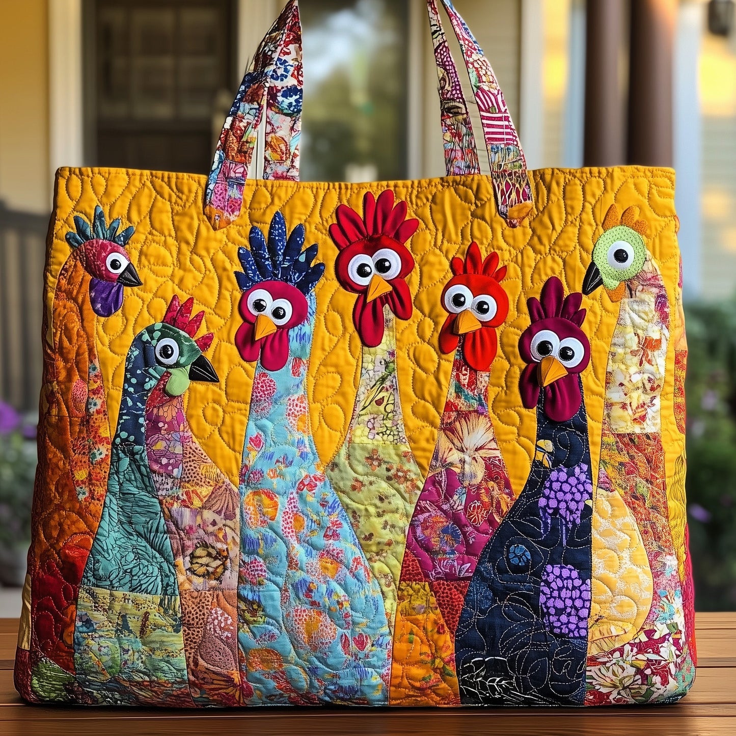 Funky Chicken Quilted Tote Bag GFTOHD7929