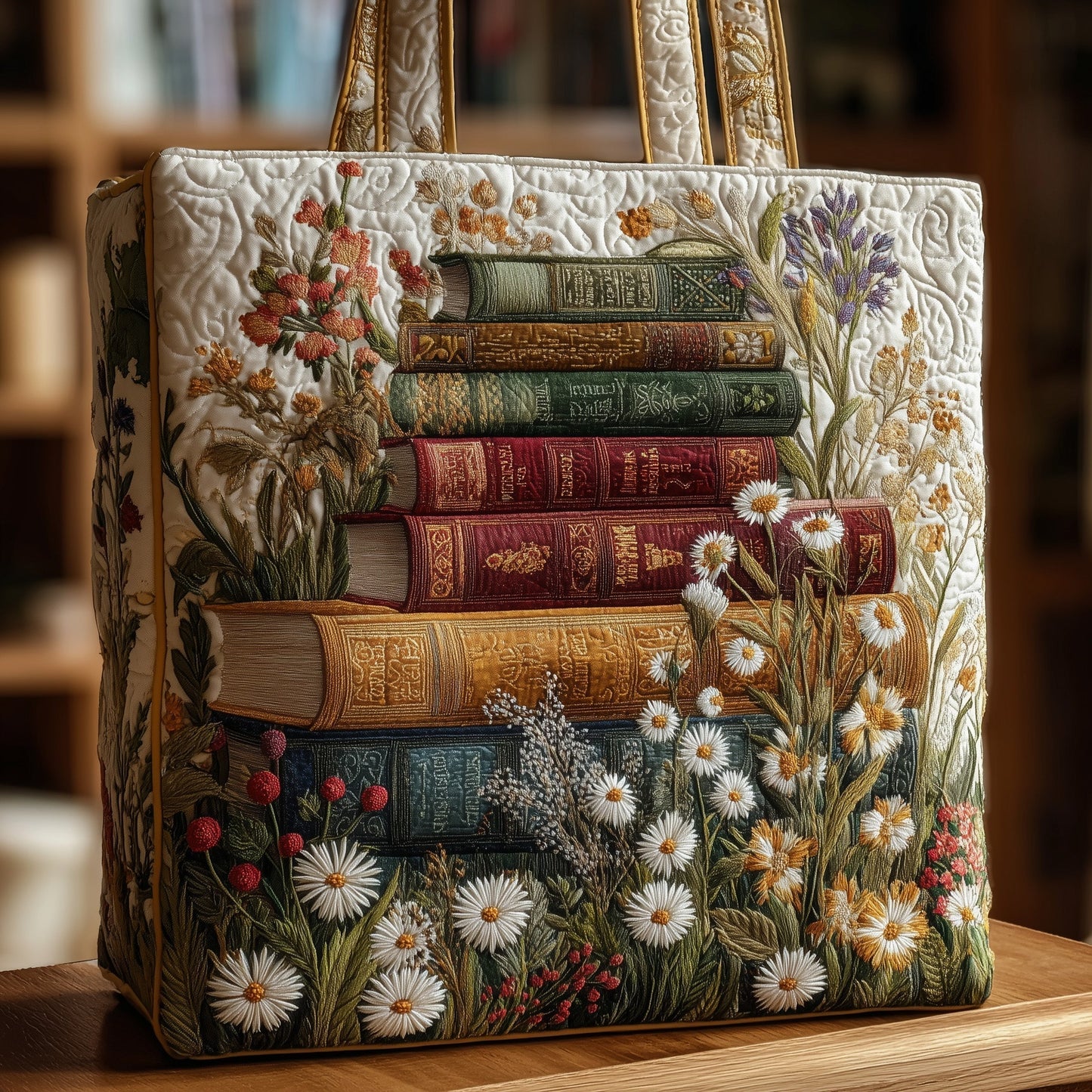 Vintage Bookworm Quilted Tote Bag GFTONL5215
