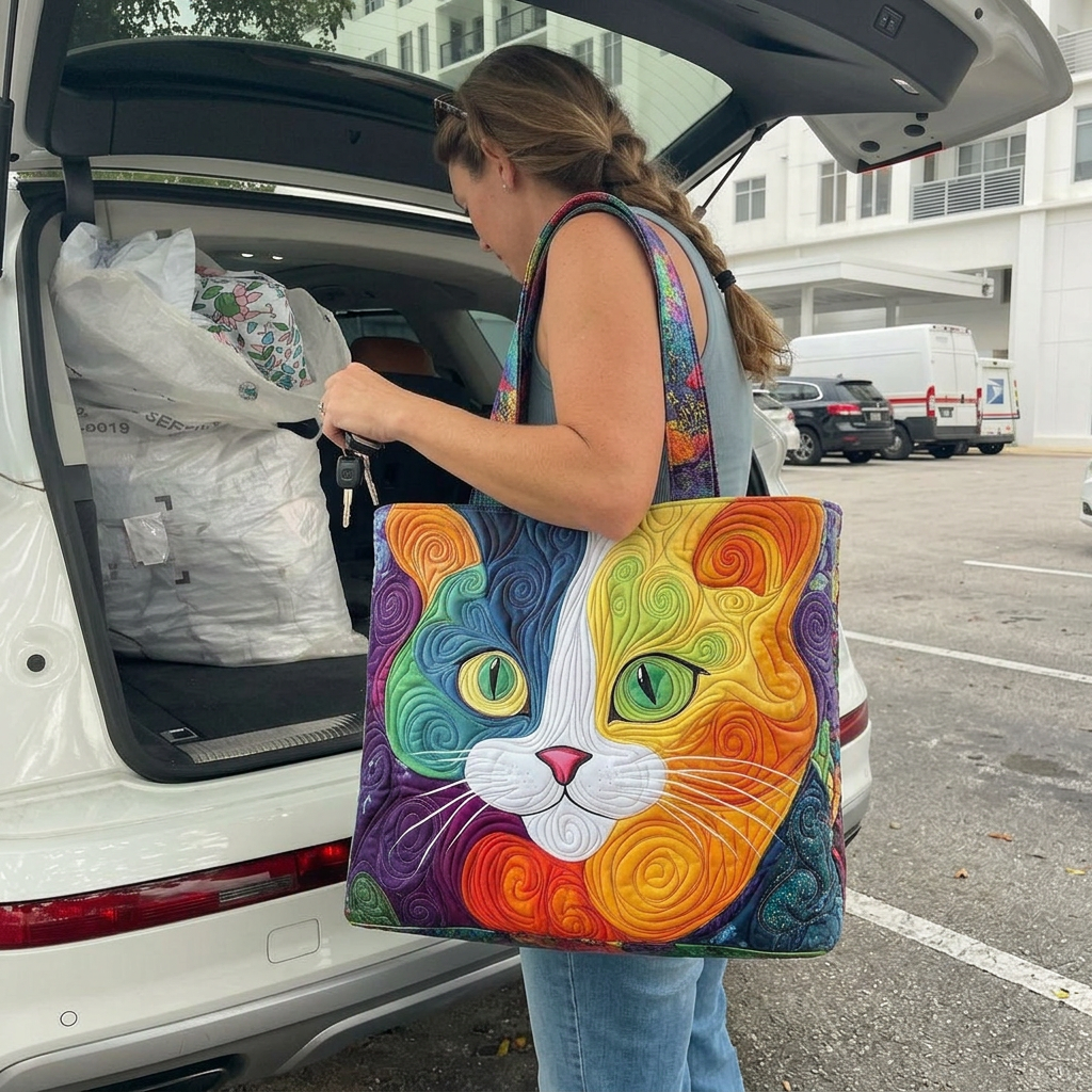 Swirly Cat Quilted Tote Bag GFTONT1115