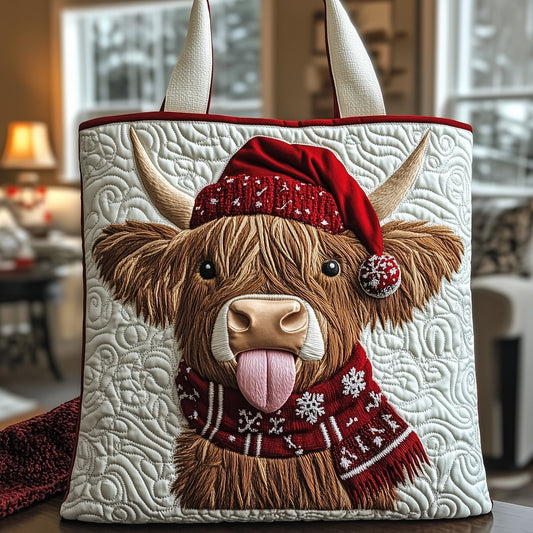 Yuletide Highland Cow Quilted Tote Bag GFTOTP12095