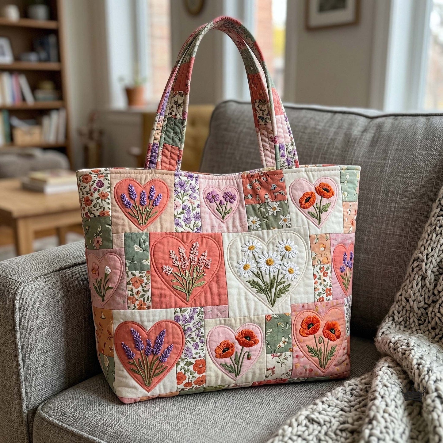 Flower Patchwork Quilted Tote Bag GFTOTP18174