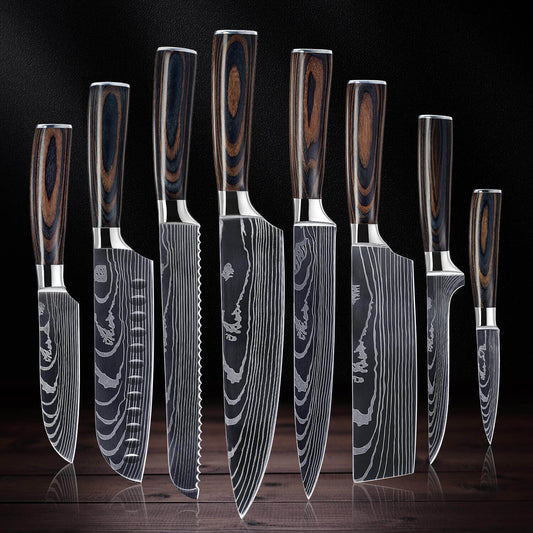 Imperial Collection — Japanese High-Carbon Steel Knife Set with Damascus Pattern