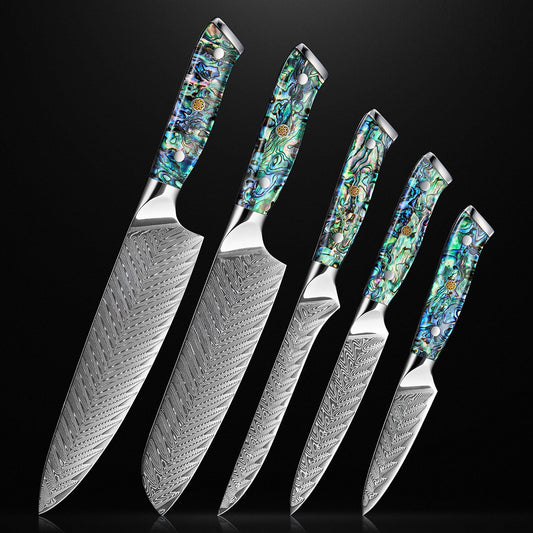 Umi Collection — Japanese VG10 Damascus Steel Knife Set with Abalone Shell Handles